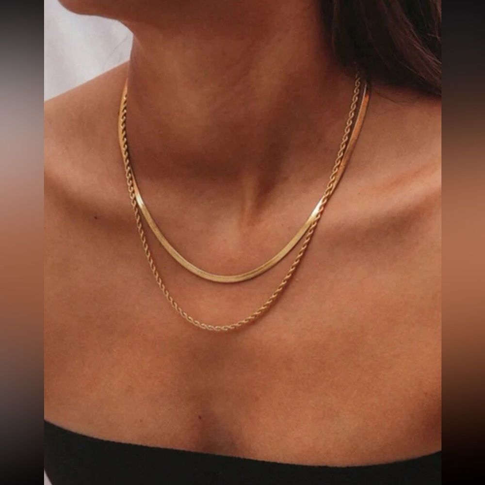 Minimalist gold chain necklace N535 - Picture 1 of 3